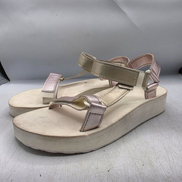 Teva Flatform Womens 8 Platform Sandals Universal Metallic Shimmer Multi Strappy - Picture 4 of 13